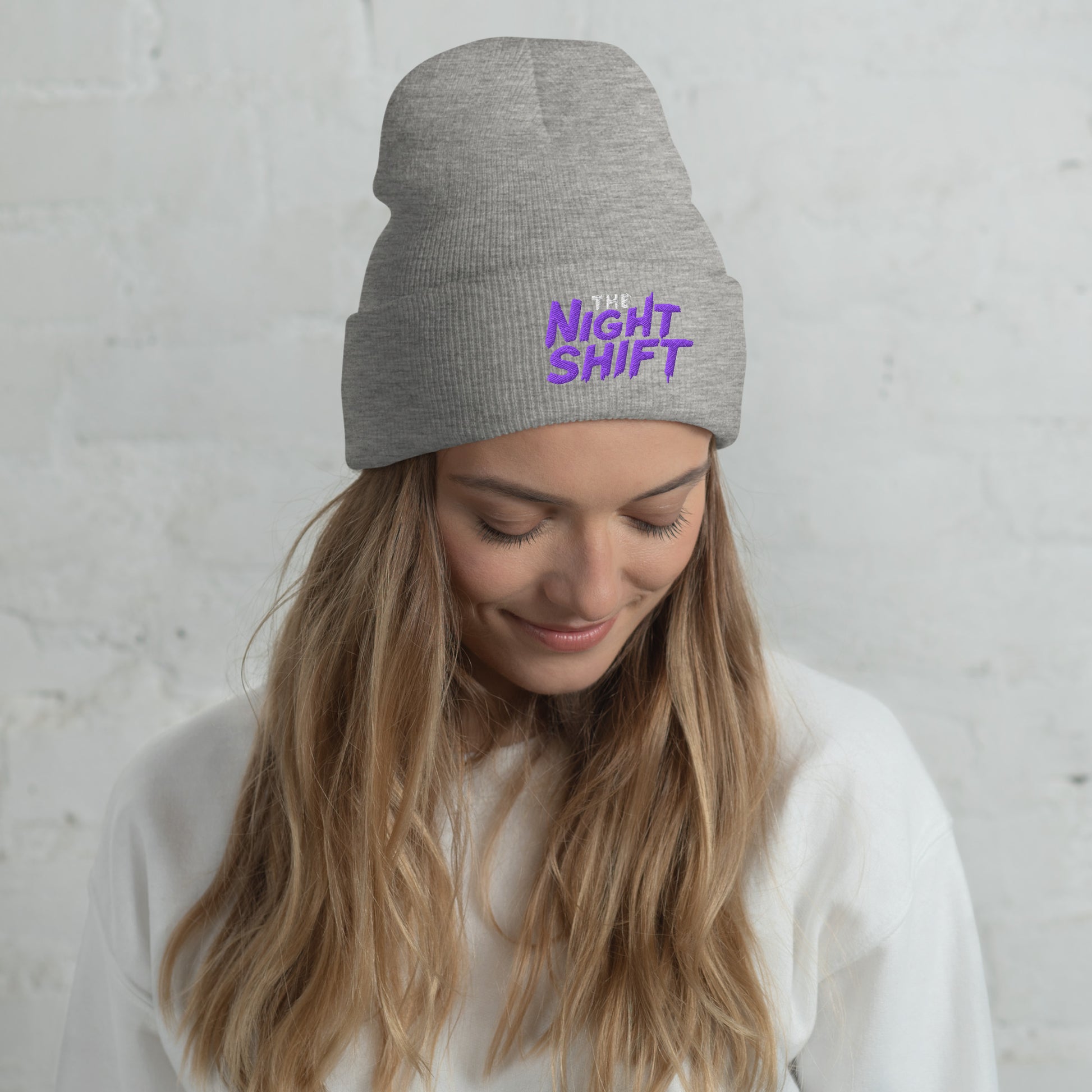 The Night Shift-Embroidered Cuffed Beanie Heather Grey The Night Shift Performance Street Gear by The Night Shift Automotive Apparel