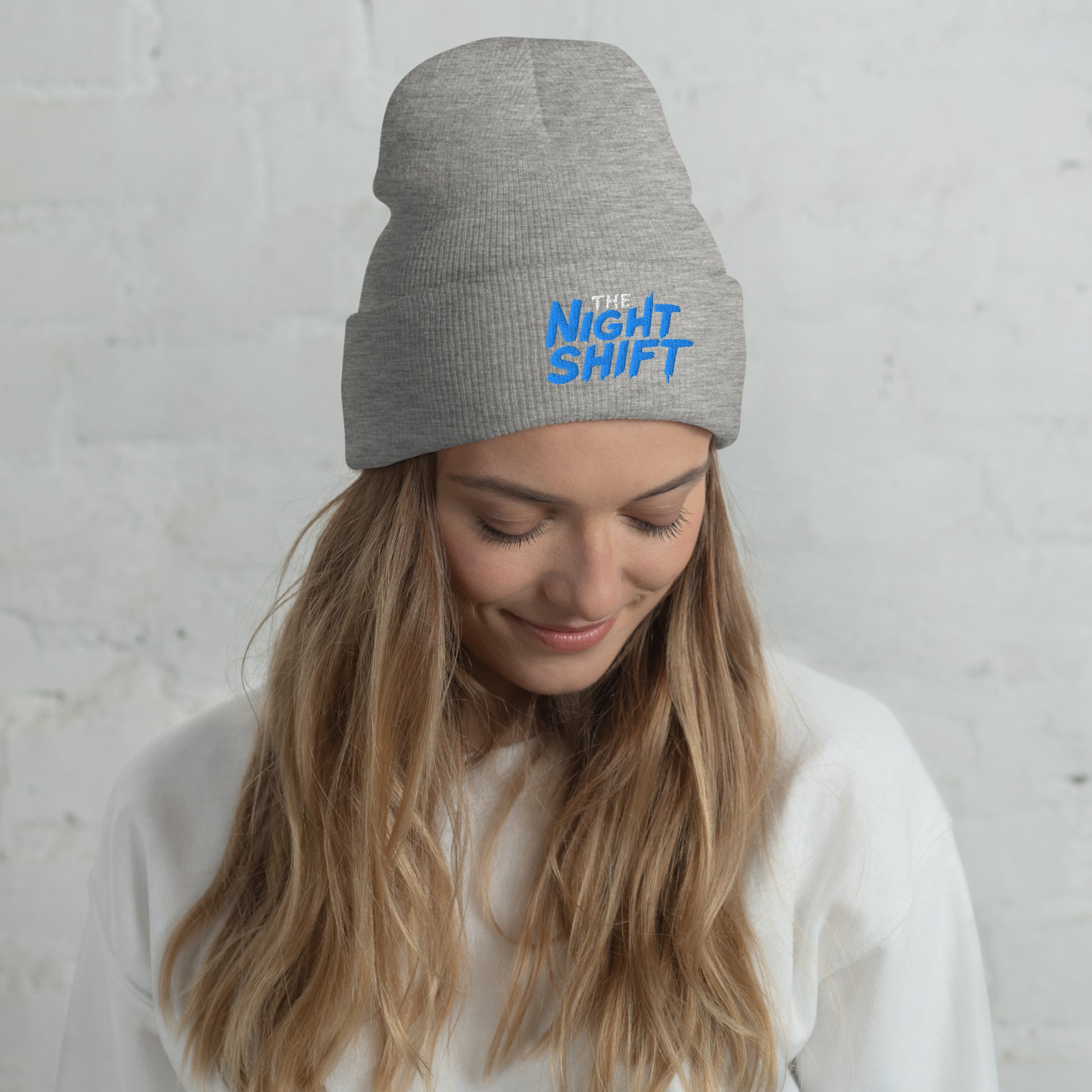 The Night Shift-Embroidered Cuffed Beanie Heather Grey The Night Shift Performance Street Gear by The Night Shift Automotive Apparel