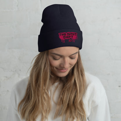 The Night Shift-Embroidered Cuffed Beanie Navy The Night Shift Performance Street Gear by The Night Shift Automotive Apparel