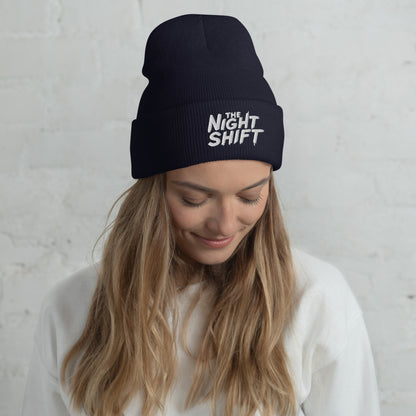 The Night Shift-Embroidered Cuffed Beanie Navy The Night Shift Performance Street Gear by The Night Shift Automotive Apparel