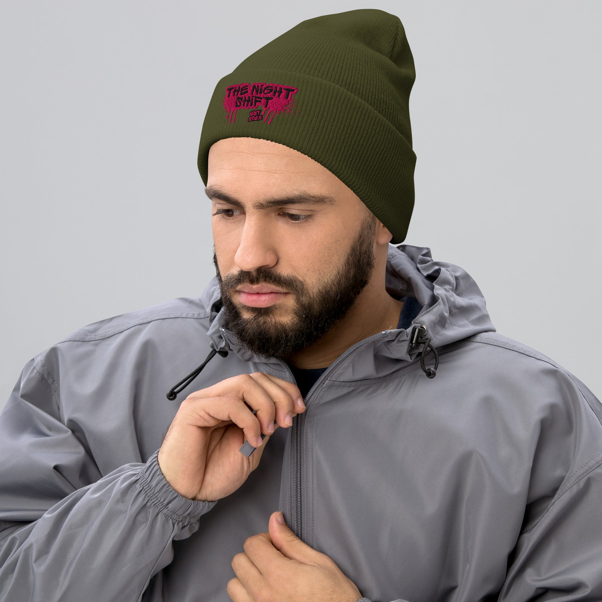 The Night Shift-Embroidered Cuffed Beanie The Night Shift Performance Street Gear by The Night Shift Automotive Apparel