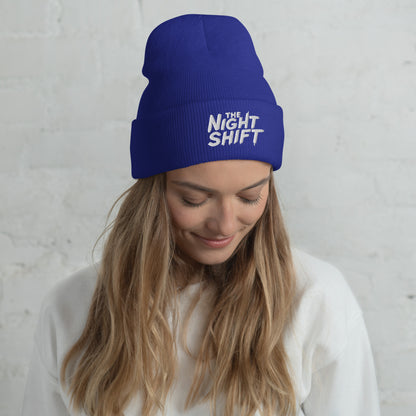 The Night Shift-Embroidered Cuffed Beanie Royal The Night Shift Performance Street Gear by The Night Shift Automotive Apparel