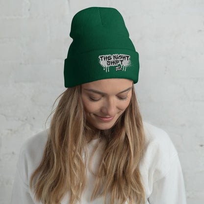 The Night Shift-Embroidered Cuffed Beanie Spruce The Night Shift Performance Street Gear by The Night Shift Automotive Apparel