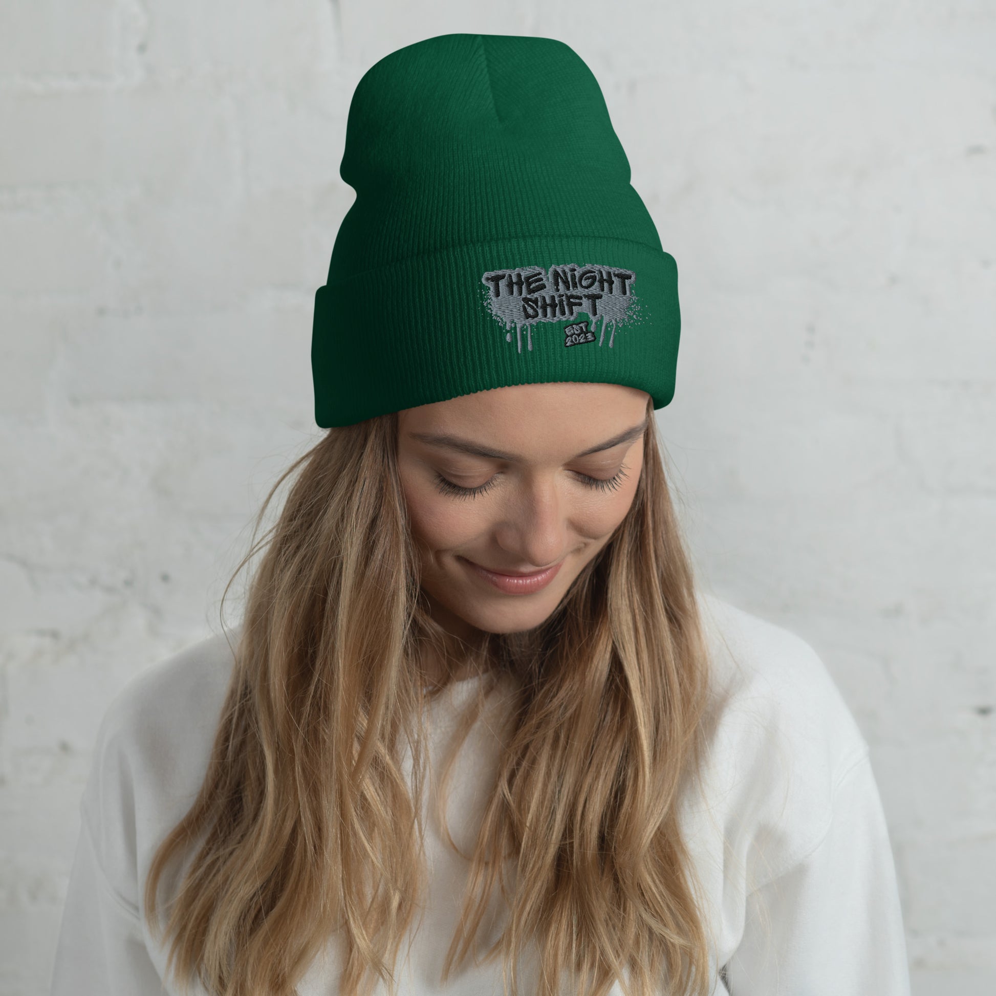 The Night Shift-Embroidered Cuffed Beanie Spruce The Night Shift Performance Street Gear by The Night Shift Automotive Apparel