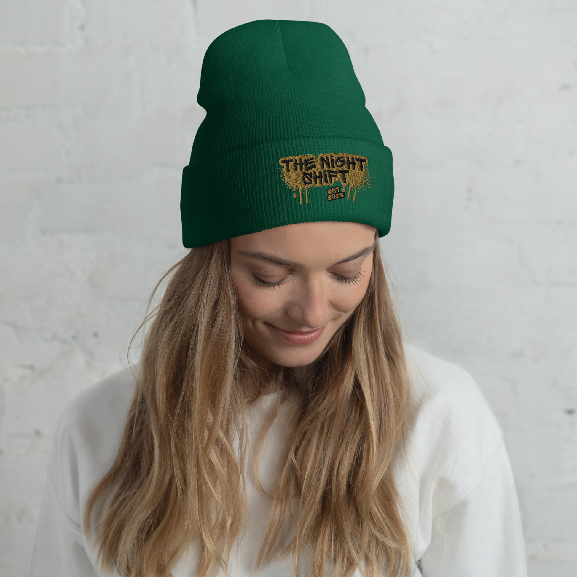 The Night Shift-Embroidered Cuffed Beanie Spruce The Night Shift Performance Street Gear by The Night Shift Automotive Apparel