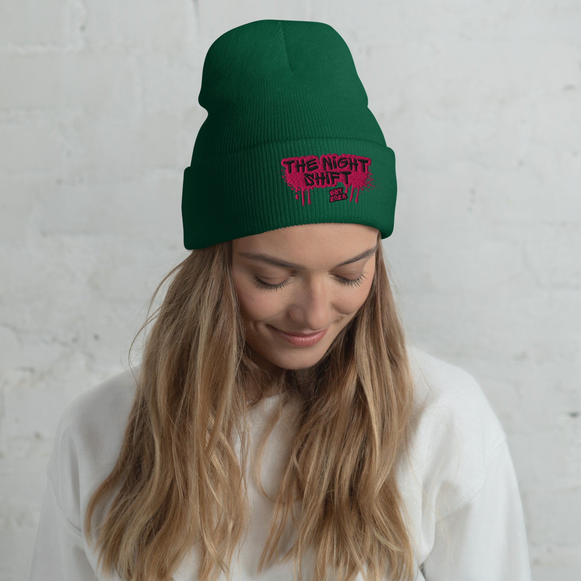 The Night Shift-Embroidered Cuffed Beanie Spruce The Night Shift Performance Street Gear by The Night Shift Automotive Apparel
