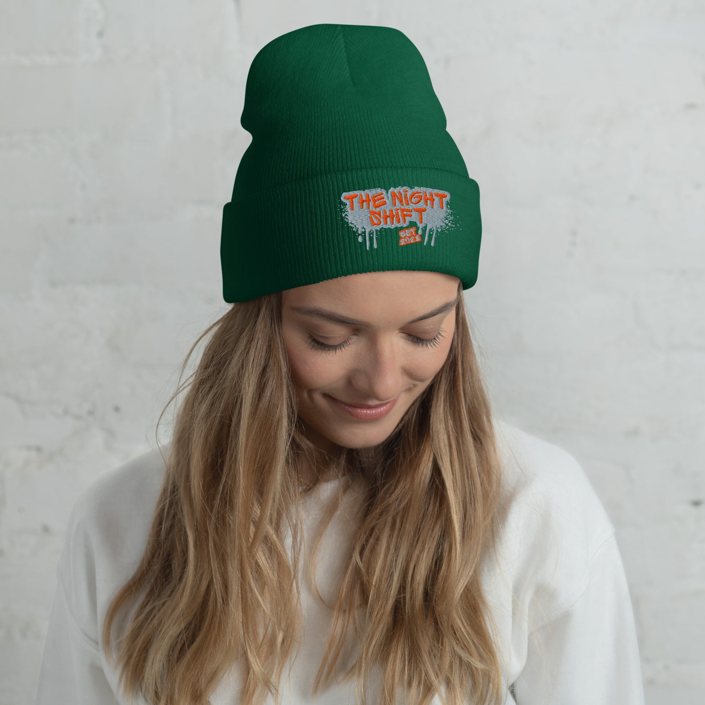 The Night Shift-Embroidered Cuffed Beanie Spruce The Night Shift Performance Street Gear by The Night Shift Automotive Apparel