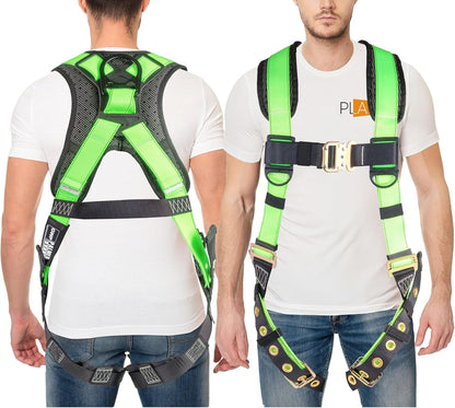 Photographer/Videographer Full Body Harness with 5 Point Adjustment, Dorsal D-Ring, Grommet Legs, and Fall Indicators Hi Vis Green The Night Shift Performance Street Gear by The Night Shift Automotive Apparel