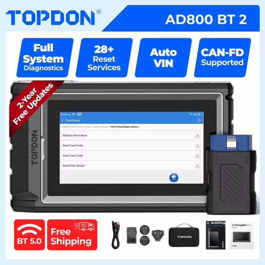 TOPDON Artidiag800 BT 2 Bluetooth OBD2 Scanner Diagnostic Tool Key Programmer IMMO Code Reader The Night Shift Performance Street Gear by The Night Shift Automotive Apparel