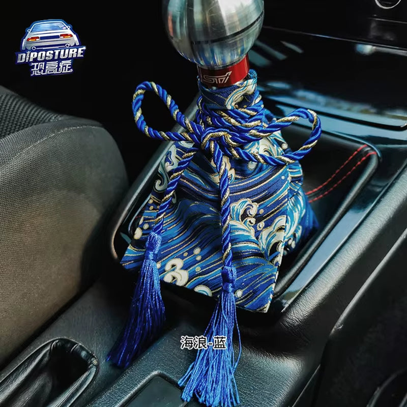 JDM Samurai Decoration Shift Boot Collars Seigaiha Blue The Night Shift Performance Street Gear by The Night Shift Automotive Apparel