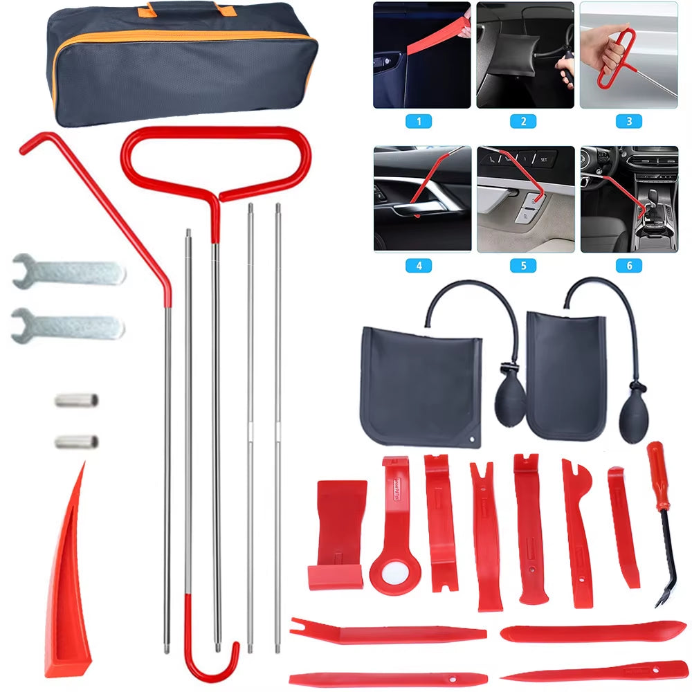 Car Window Door Emergency Open Lock Out Kit With Air Wedge Bag Pump The Night Shift Performance Street Gear by The Night Shift Automotive Apparel