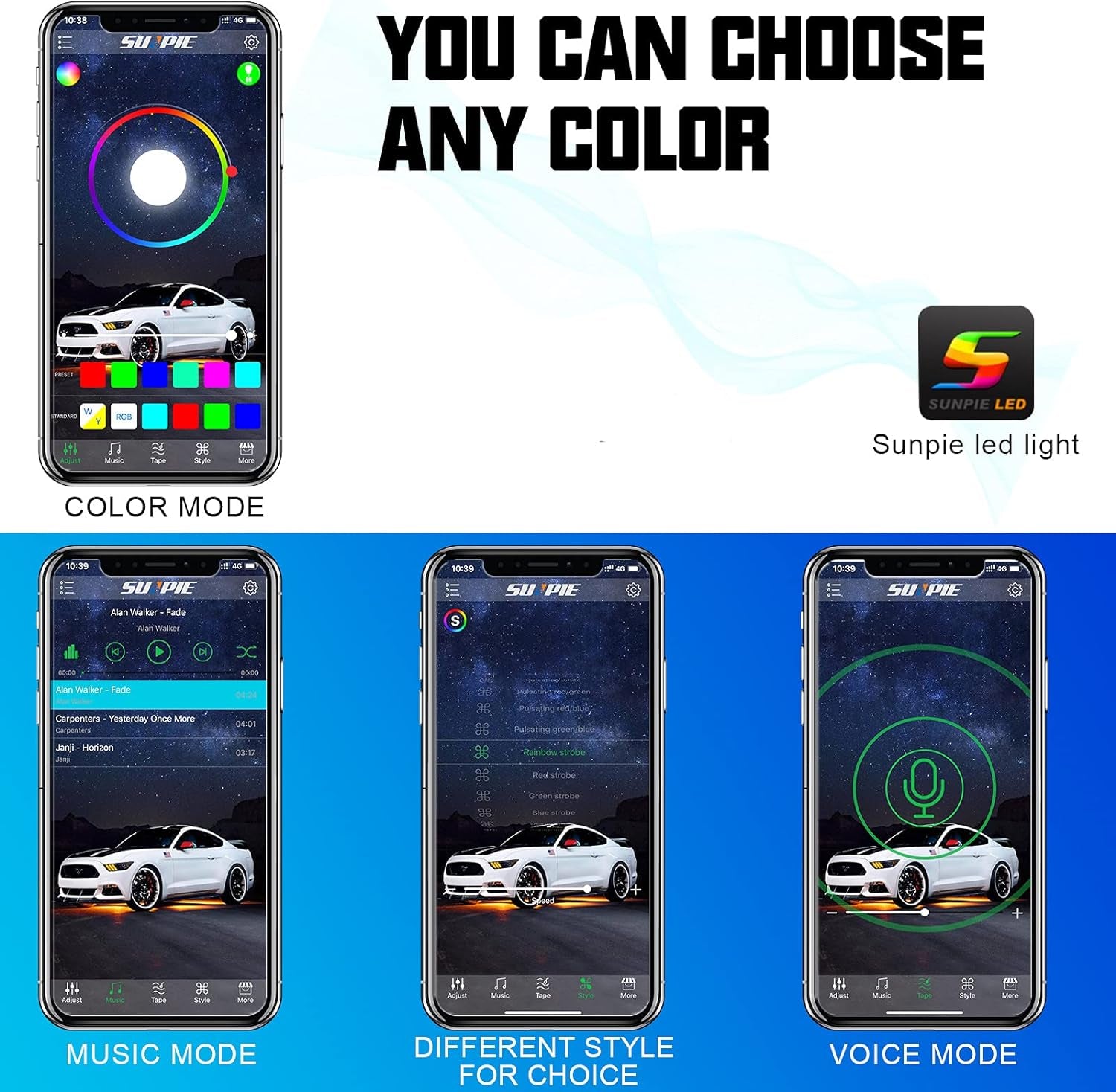 210 Degrees Wide Angle RGBW Rock Lights App/Voice Mode Music Mode The Night Shift Performance Street Gear by The Night Shift Automotive Apparel