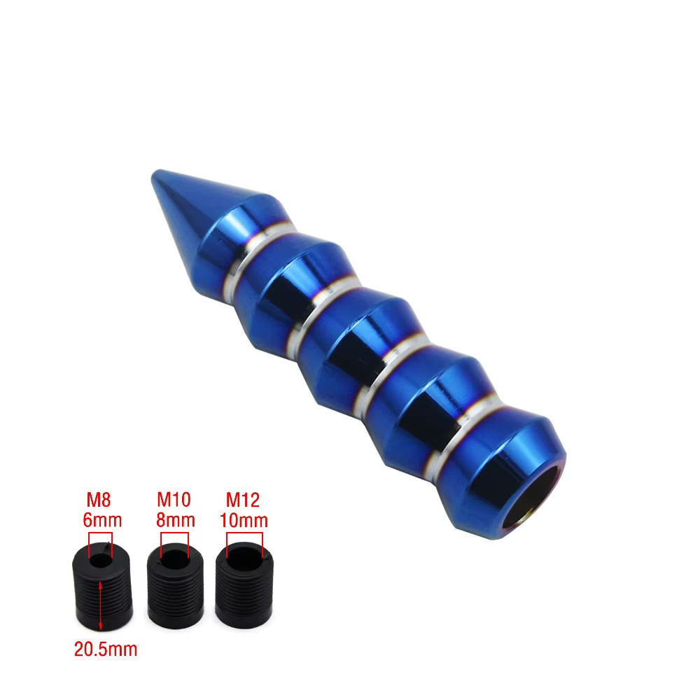 Knurled Spiked Aluminum Universal Shift Knob Baking Blue The Night Shift Performance Street Gear by The Night Shift Automotive Apparel