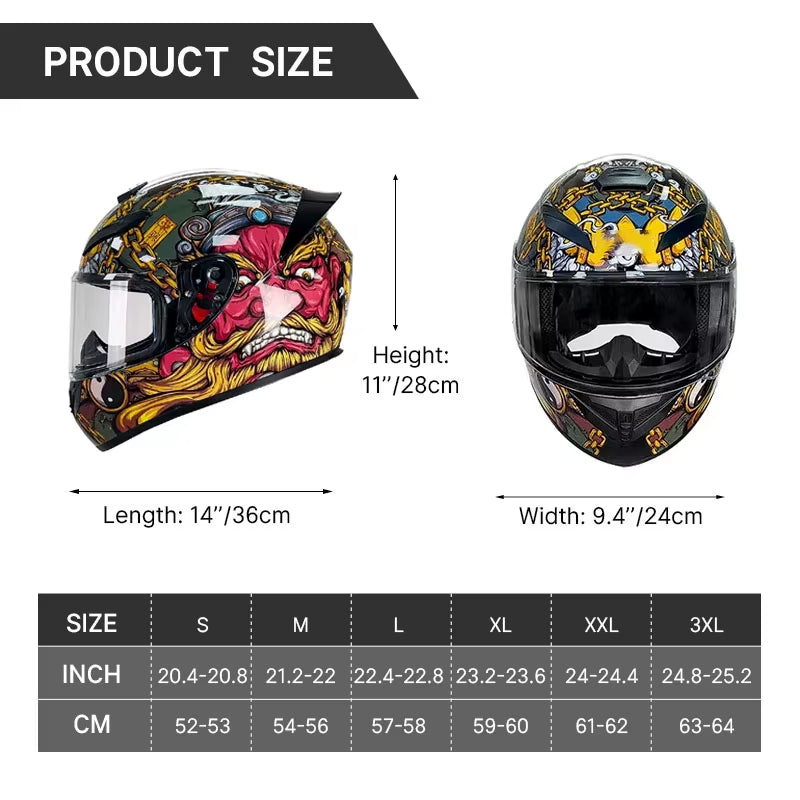 BIKE Adult Full Face Motorcycle/Racing Helmets-DOT Approved
