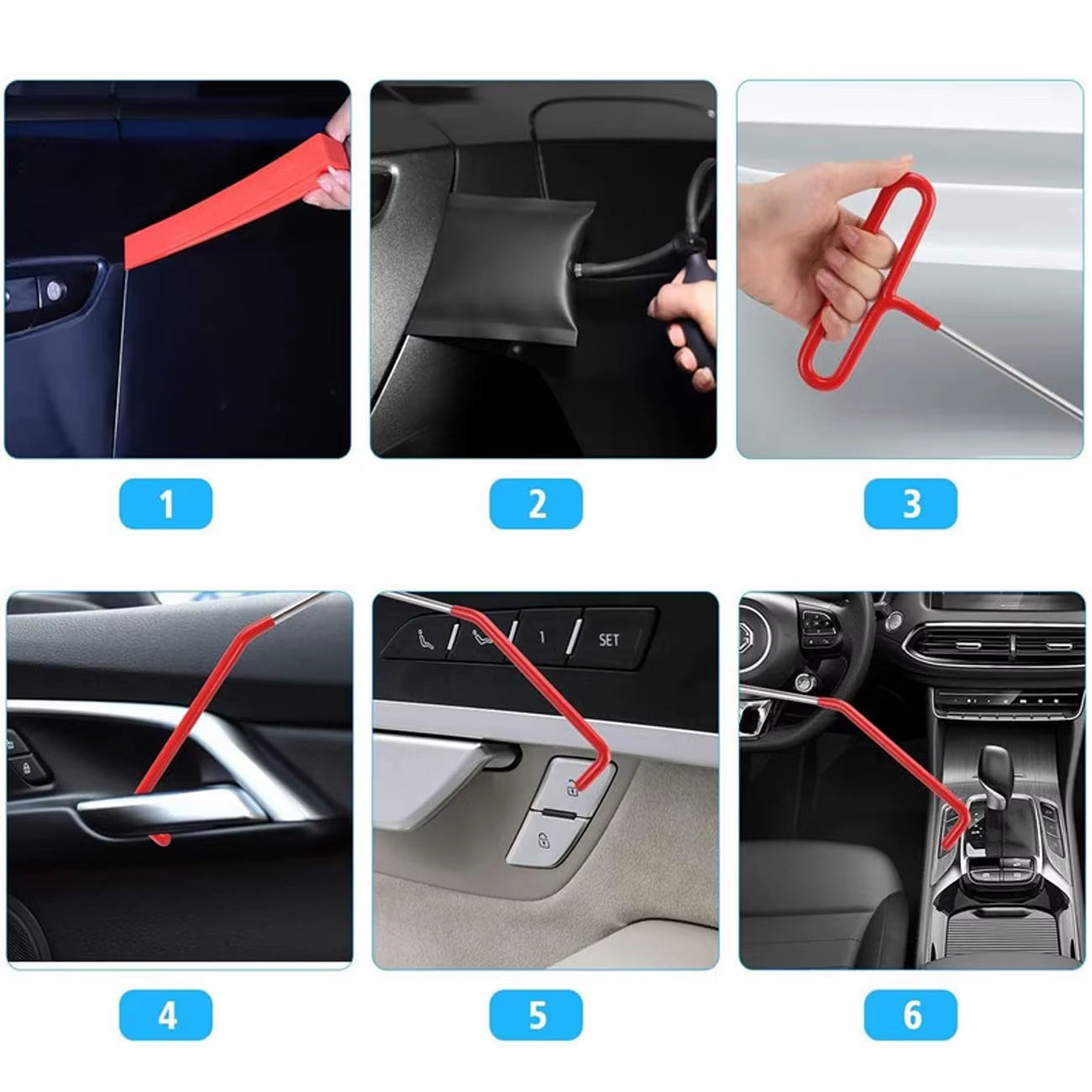 Car Window Door Emergency Open Lock Out Kit With Air Wedge Bag Pump The Night Shift Performance Street Gear by The Night Shift Automotive Apparel
