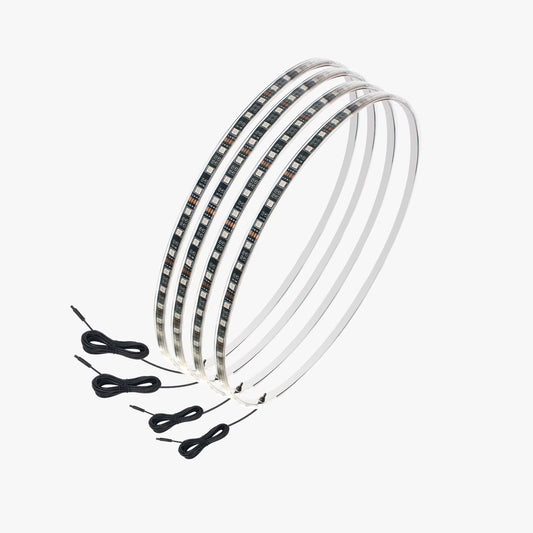 4Pcs RGB Car Wheel Hub Light Strip Kit 15" Neon Wheel Ring