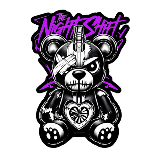 The Night Shift Tattered Teddy Kiss Cut Sticker 5.5″×5.5″ The Night Shift Performance Street Gear by The Night Shift Automotive Apparel