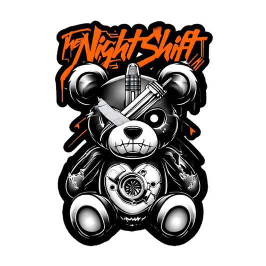 The Night Shift-Tattered Teddy Kiss Cut Sticker 5.5″×5.5″ The Night Shift Performance Street Gear by The Night Shift Automotive Apparel