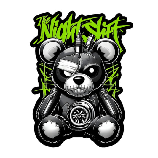 The Night Shift Tattered Teddy Kiss Cut Sticker 5.5″×5.5″ The Night Shift Performance Street Gear by The Night Shift Automotive Apparel