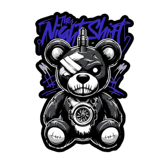 The Night Shift Tattered Teddy Kiss Cut Sticker 5.5″×5.5″ The Night Shift Performance Street Gear by The Night Shift Automotive Apparel