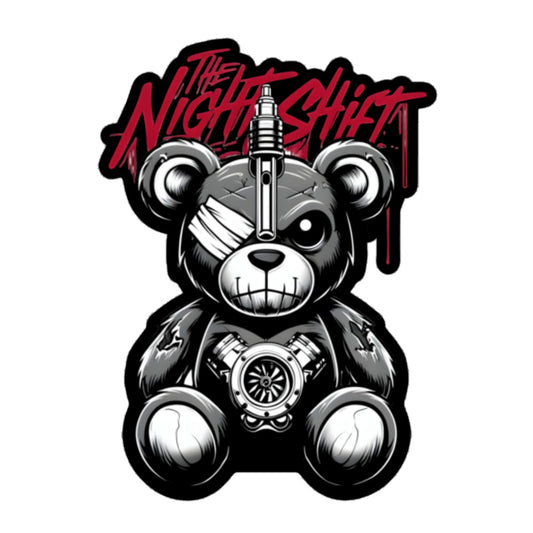 The Night Shift Tattered Teddy Kiss Cut Sticker 5.5″×5.5″ The Night Shift Performance Street Gear by The Night Shift Automotive Apparel